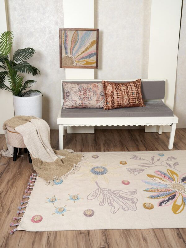 Petal Whispers Embroidered Rug