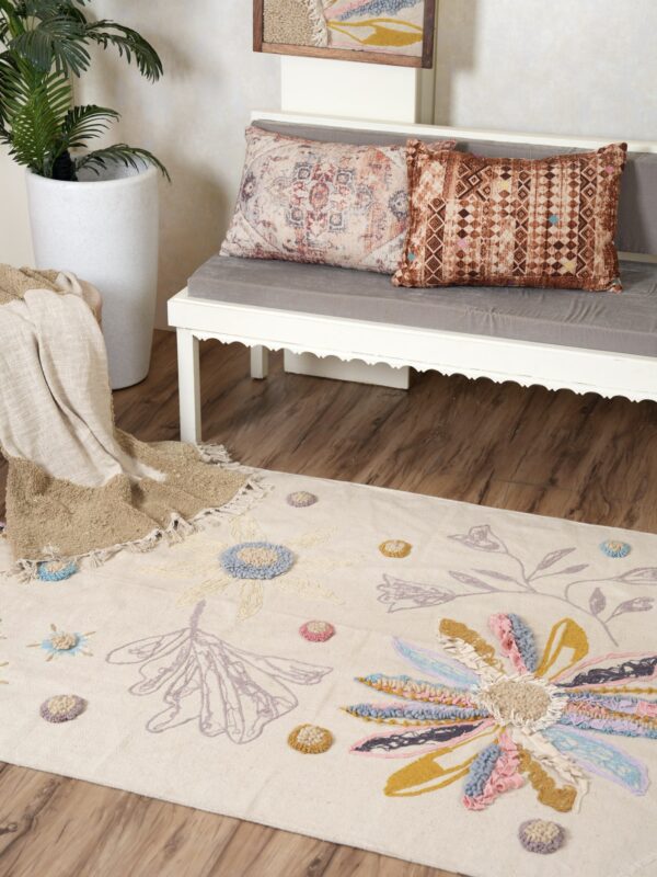 Petal Whispers Embroidered Rug