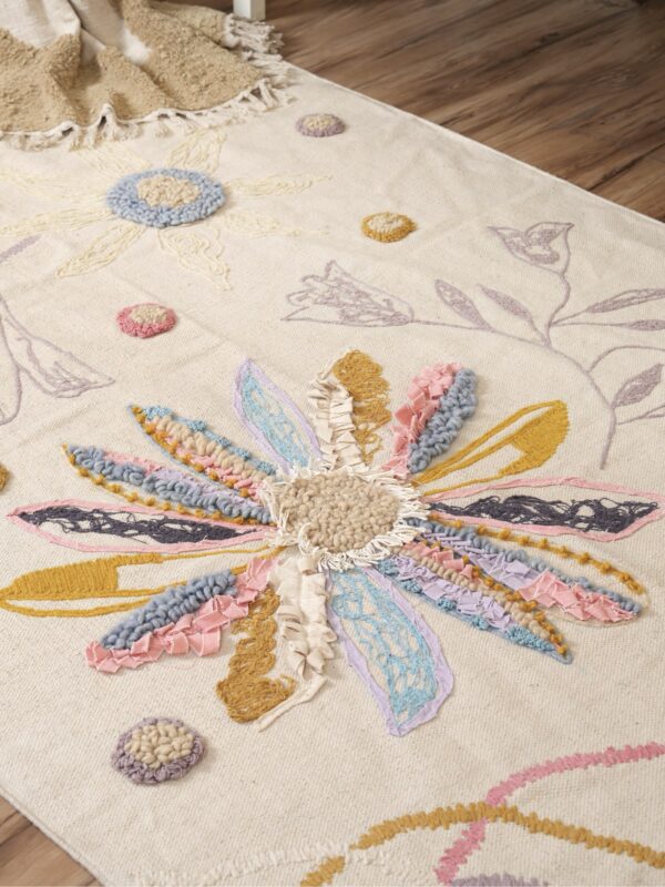 Petal Whispers Embroidered Rug