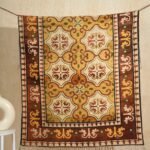 Antique Vintage Medallion Embroidered Rug