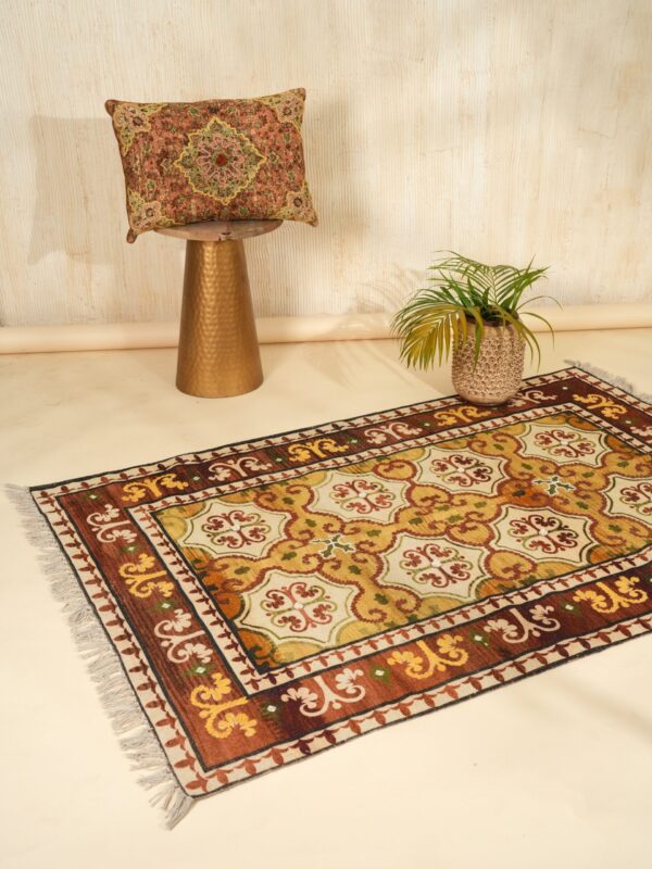 Antique Vintage Medallion Embroidered Rug