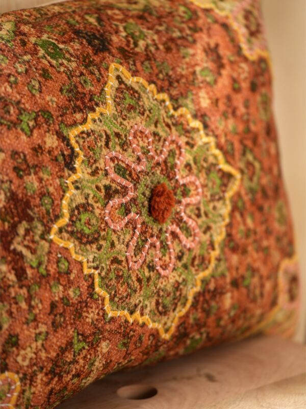 Regal Rust Embroidered Pillow Cover