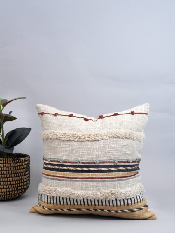 Rustic Striped Block Printed Cushion Cover