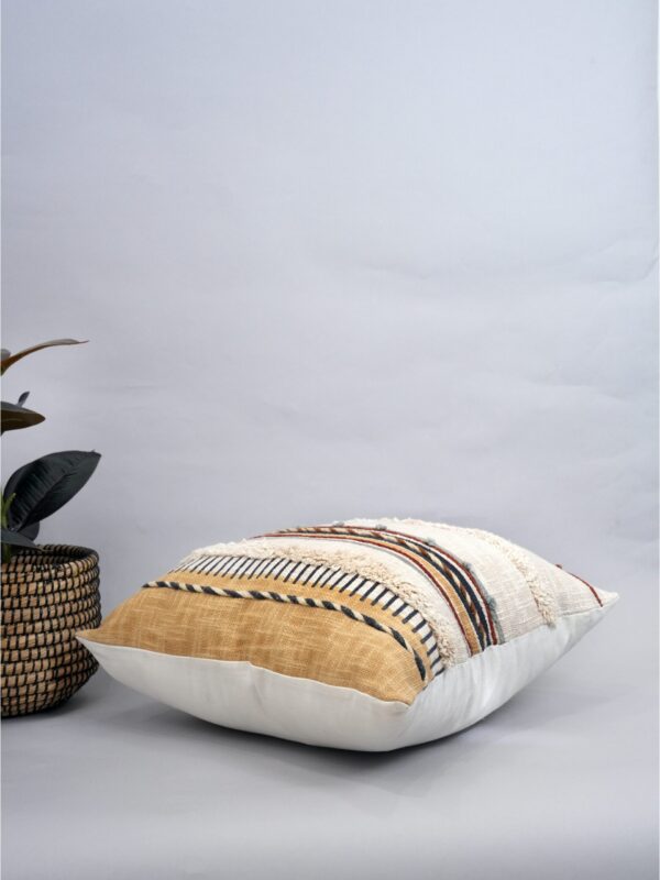 Rustic Striped Block Printed Cushion Cover