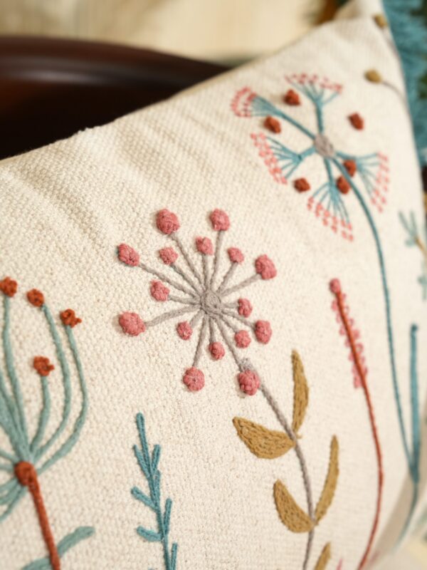 Colourful Floral Embroidered Pillow Cover