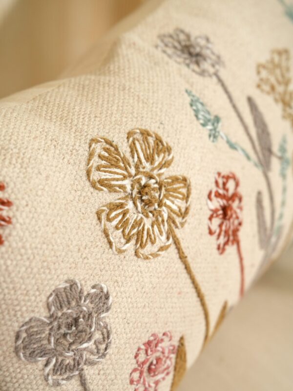 Floral Serenity Embroidered Pillow Cover