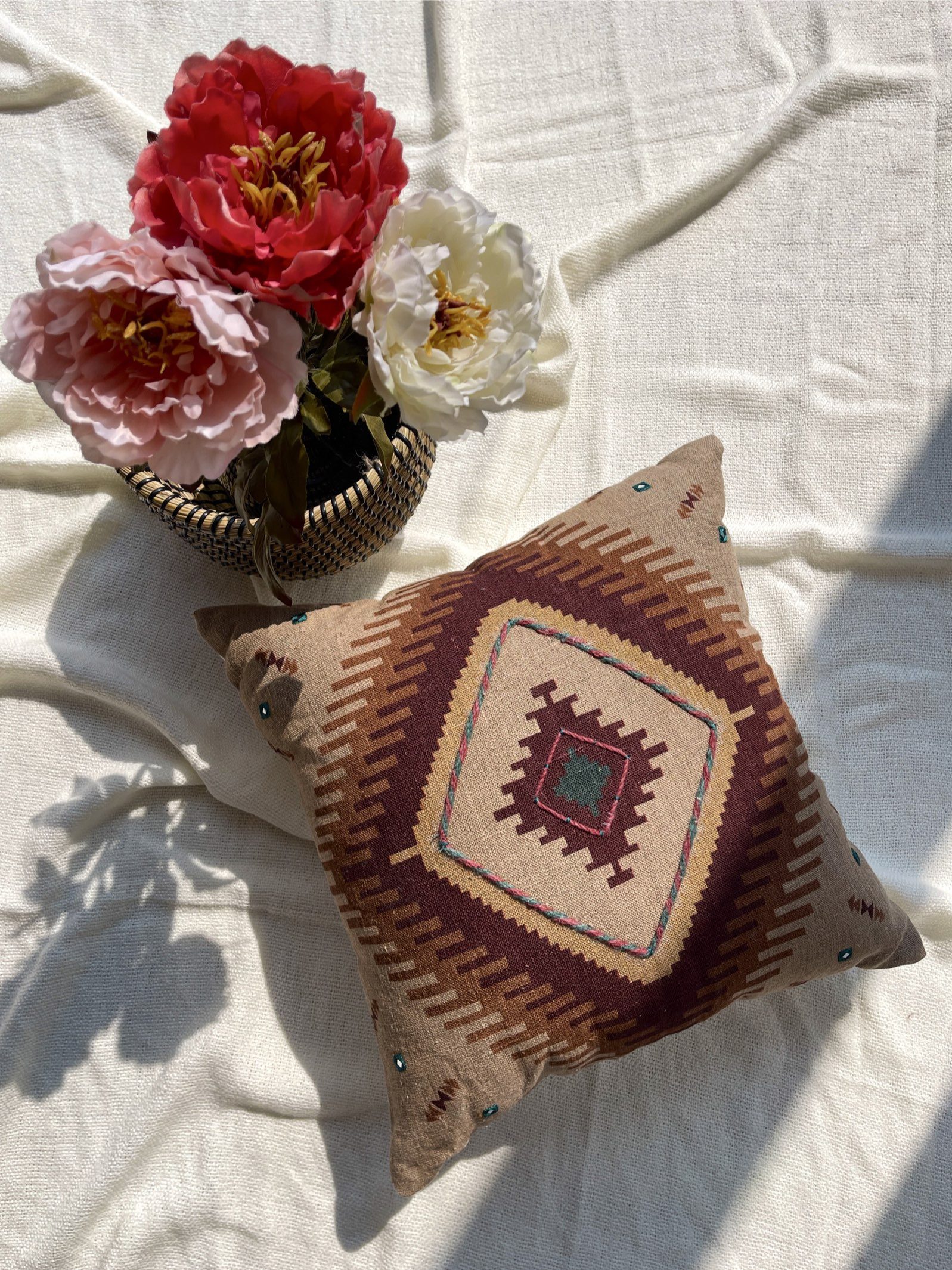 Dusty Trail Embroidered Cushion
